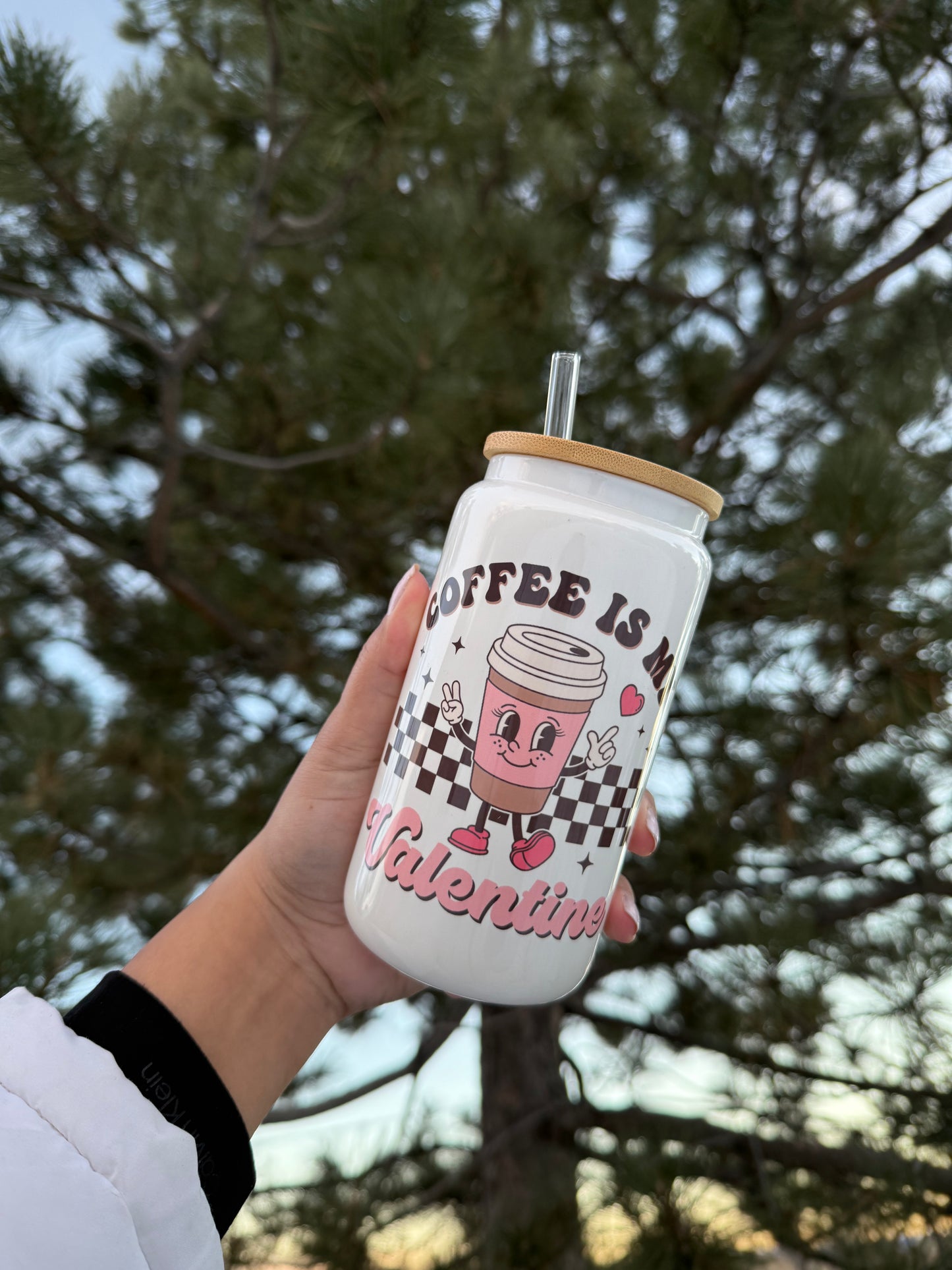 Character mug coffee is my valentine glass