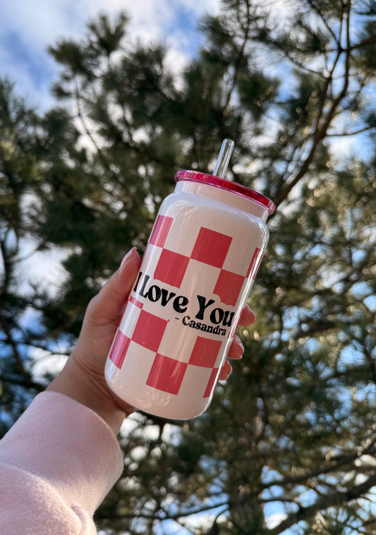 Personalized "I Love You" glass mug