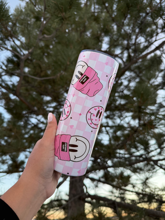Love yourself smiley tumbler