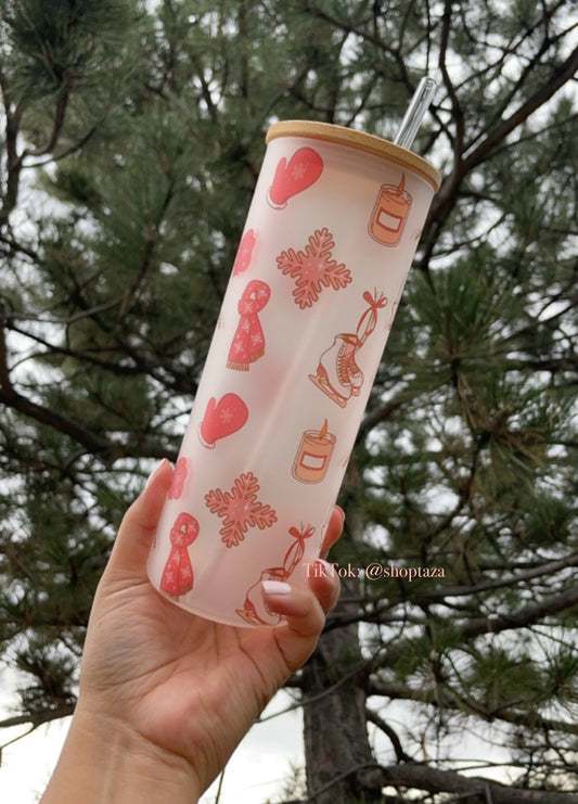 winter skinny glass tumbler